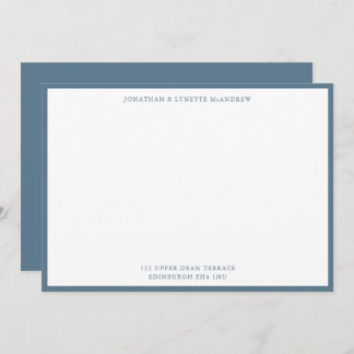 Blue Classic Border Flat Note Card Mitteilungskarte