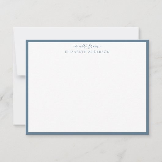 Blue Classic Border Note Card Mitteilungskarte (Vorderseite)