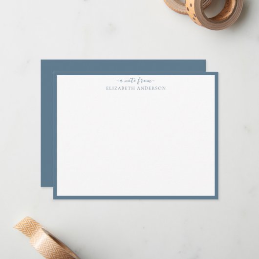 Blue Classic Border Note Card Mitteilungskarte (Vorderseite/Rückseite Beispiel)