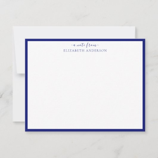 Blue Classic Border Note Card Mitteilungskarte (Vorderseite)