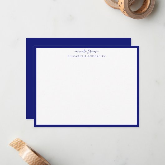 Blue Classic Border Note Card Mitteilungskarte (Vorderseite/Rückseite Beispiel)