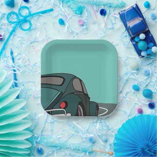 Blue Classic Car Birthday Pappteller (Party)