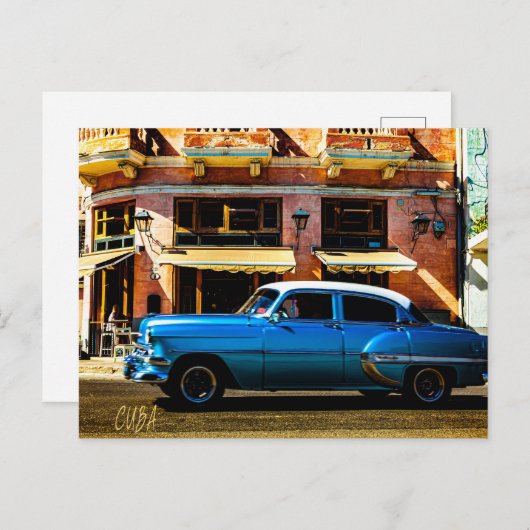 Blue Classic Car Postkarte (Vorne/Hinten)