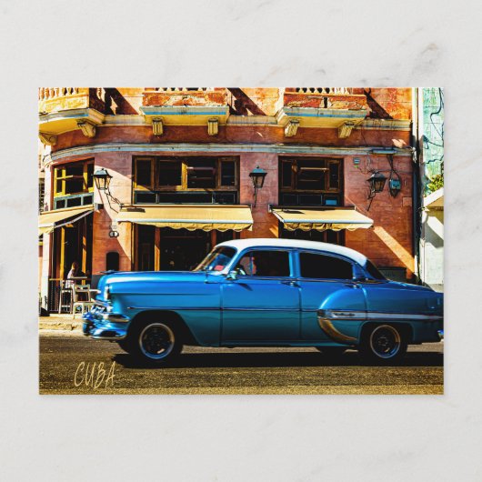 Blue Classic Car Postkarte (Vorderseite)