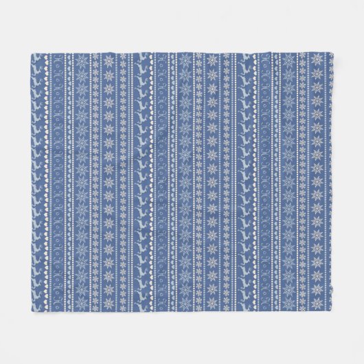 Blue Classic Christmas Fleece Blanket (Vorderseite (Horizontal))