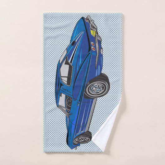 Blue Classic Corvette Design Badetuch Set (Handtuch)