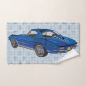 Blue Classic Corvette Design Badetuch Set (Handtuch)