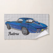 Blue Classic Corvette Design Badetuch Set (Handtuch)