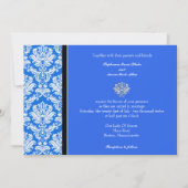 Blue Classic Damask Einladung (Vorderseite)