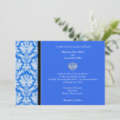 Blue Classic Damask Einladung (Stehend Vorderseite)