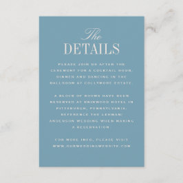 Blue Classic Elegance Wedding Details Begleitkarte
