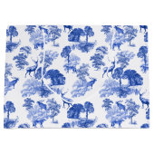 Blue Classic French Country Toile Deer Forest Große Geschenktüte (Vorderseite)