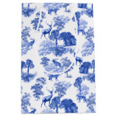 Blue Classic French Country Toile Deer Forest Mittlere Geschenktüte (Vorderseite)