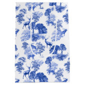 Blue Classic French Country Toile Deer Forest Mittlere Geschenktüte (Rückseite)