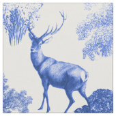 Blue Classic French Country Toile Deer Pattern Stoff (Nahaufnahme)