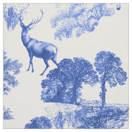 Blue Classic French Country Toile Deer Pattern Stoff