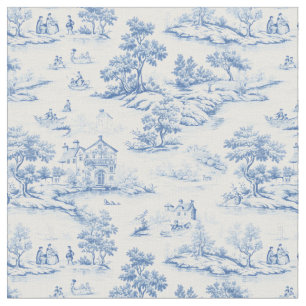 Blue Classic French Toile de Jouy Designer Stoff