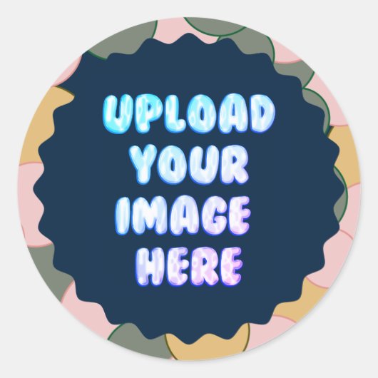 Blue Classic Round Sticker with a Business Logo (Vorderseite)