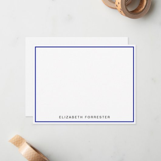 Blue Classic Single Border Mitteilungskarte (Vorderseite/Rückseite Beispiel)