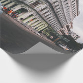 Blue Classic Vintage Car Cityscape Geschenkpapier (Ecke)