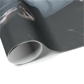 Blue Classic Vintage Car Cityscape Geschenkpapier (Rolleneckpunkt)
