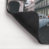 Blue Classic Vintage Car Cityscape Mousepad (Ecke)