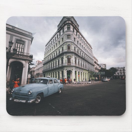 Blue Classic Vintage Car Cityscape Mousepad (Vorne)