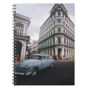 Blue Classic Vintage Car Cityscape Notizblock