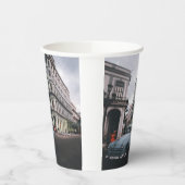 Blue Classic Vintage Car Cityscape Pappbecher (Links)