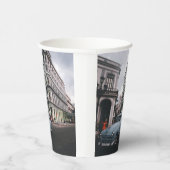 Blue Classic Vintage Car Cityscape Pappbecher (Rechts)