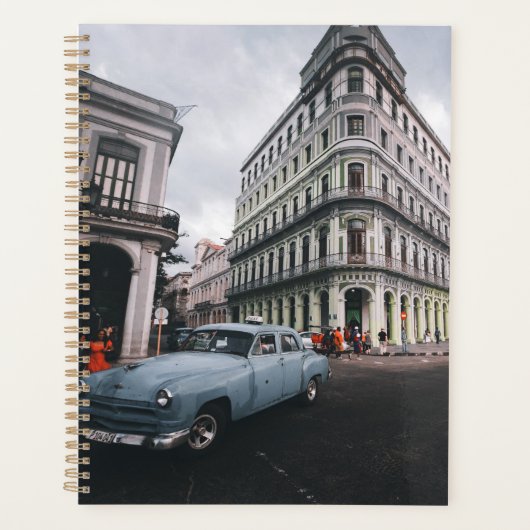 Blue Classic Vintage Car Cityscape Planer (Vorderseite)