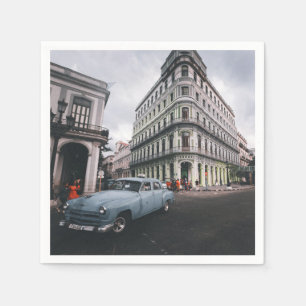 Blue Classic Vintage Car Cityscape Serviette