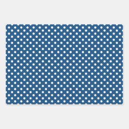 Blue Classic White Polka Dot Streifen Geschenkpapier Set
