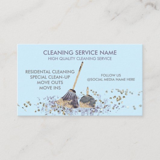 Blue Classy Dirty Janitorial Reinigungsservice Visitenkarte (Vorderseite)