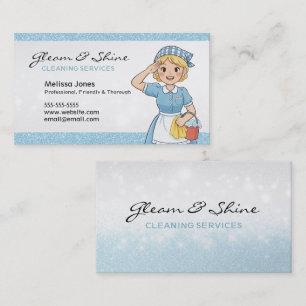 Blue Cleaning Lady im Service Blonde Hair Visitenkarte