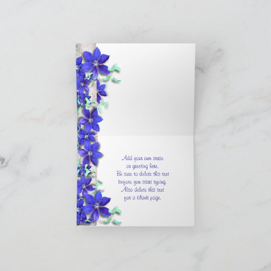 Blue Clematis Custom Vielen Dank Note Card Dankeskarte (Innenseite)
