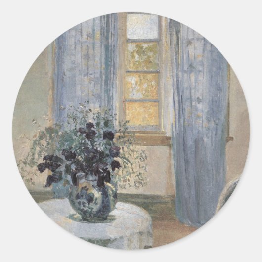 Blue Clematis in the Artist's Studio, Anna Ancher Runder Aufkleber (Vorderseite)