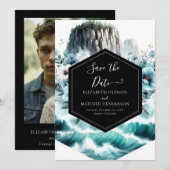Blue Cliff Nautical Wedding Save The Date (Vorne/Hinten)