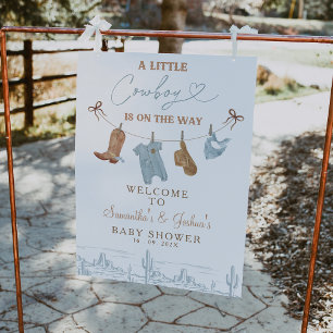 Blue Clothesline Cowboy Baby Dusche Begrüßungszeic Fotodruck