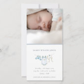 Blue Clothesline Foto Baby Birth Ankündigung (Vorderseite)