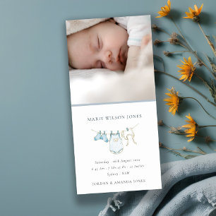 Blue Clothesline Foto Baby Birth Ankündigung