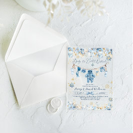 Blue ClothestLine Cold Outside Baby Boy Dusche Acryleinladungen