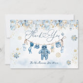 Blue ClothestLine Cold Outside Baby Boy Dusche Dankeskarte (Vorderseite)