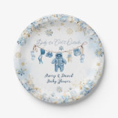 Blue ClothestLine Cold Outside Baby Boy Dusche Pappteller (Vorderseite)