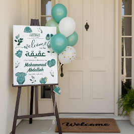 Blue Clothing Aqiqah Muslim Baby Boy Birth Willkom Acrylschild