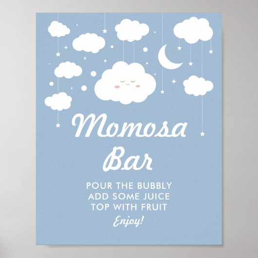 Blue Cloud 9 Baby Dusche Momosa Poster (Vorne)