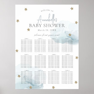 Blue Cloud 9 Babydusche Begrüßungstablett Poster
