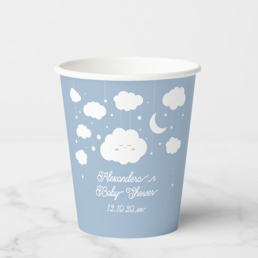 Blue Cloud 9 Babydusche Pappbecher (Vorderseite)