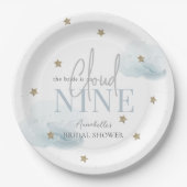 Blue Cloud 9 Gold Star Brautparty Pappteller (Vorderseite)
