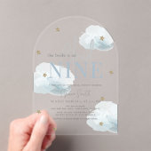 Blue Cloud 9 Gold Stars Watercolor Brautparty Acryleinladungen (Insitu (Handheld))
